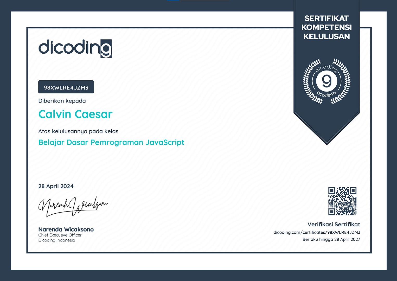 certification for javascript