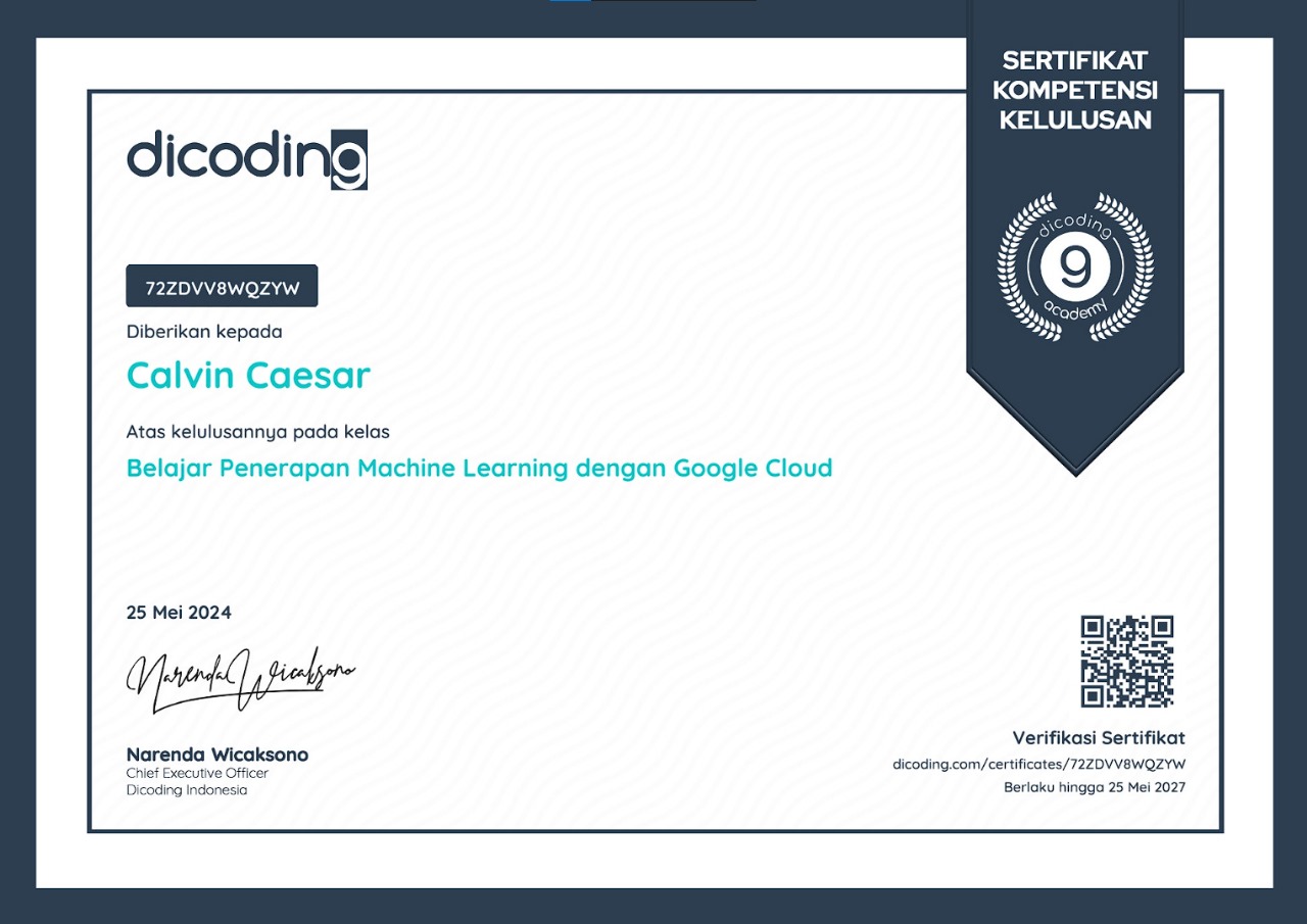 certification for 
                                        Machine Learning